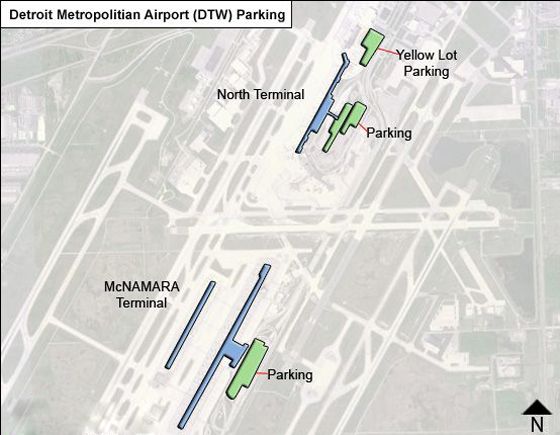 DTW Detroit Wayne Airport Parking Map 